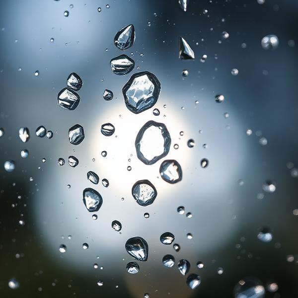 Water droplets beading on a freshly washed window
